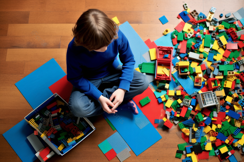 室内男孩坐在木地板上玩塑料块摄影图,高清,摄影图,摄影图片,图片大全,摄影图免费下载